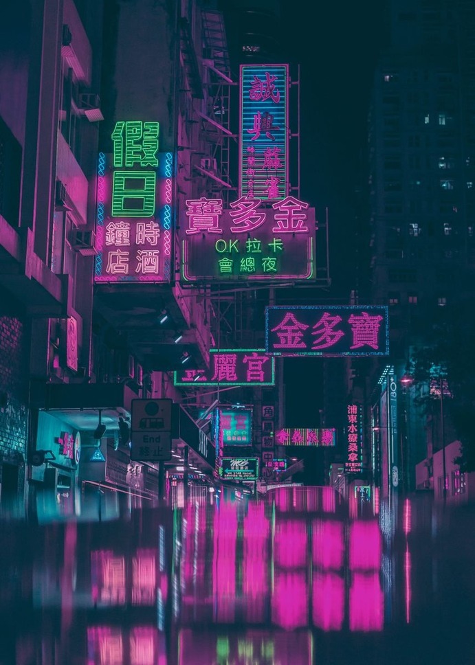 "Neon Light Signage" Poster Print on metal by Sam Kal