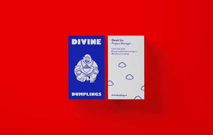 We were hired by a Toronto-based digital restaurant to create a brand identity, print and digital applications for their launch. The inspiration for the identity came from the story of the semi-historical Chinese monk, Budai, who allegedly lived in 10th century China. Photo of two sides of the business card