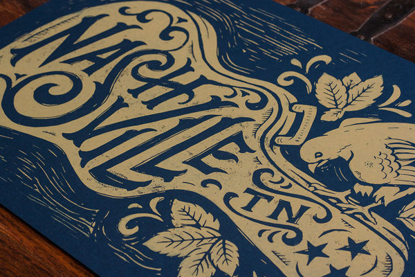 Nashville Song Bird Block Print on Behance #print #typography