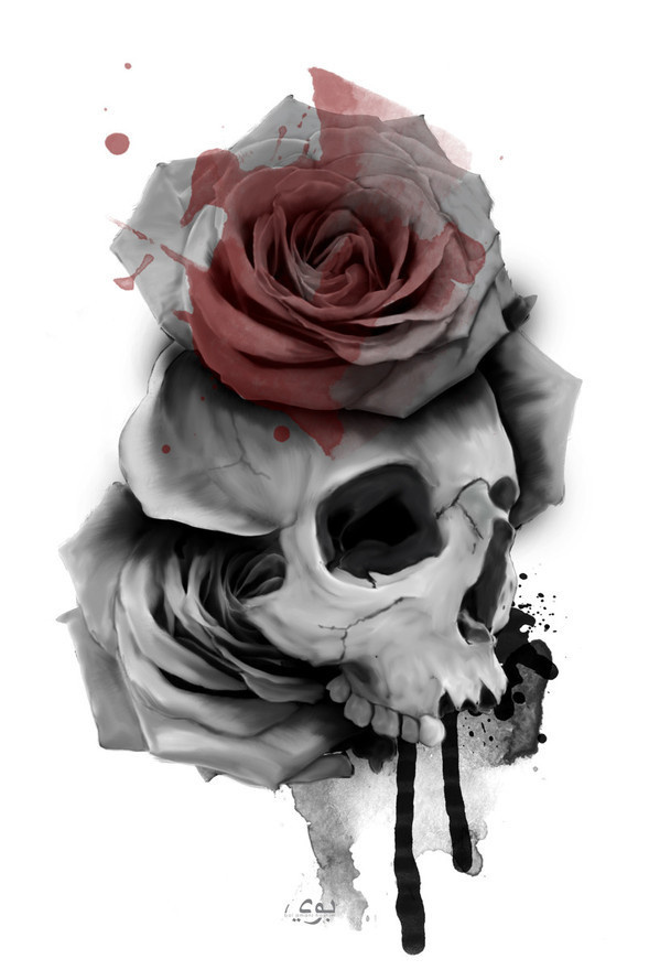 Skull Roses by BoiAmani #rose #illustration #skull #bones #death #collage