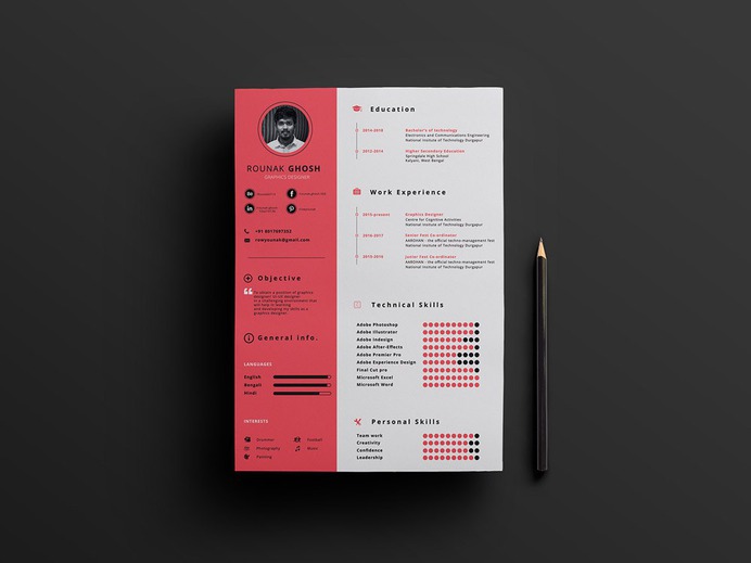 Free A4 Modern Resume Template with Cleand Design
