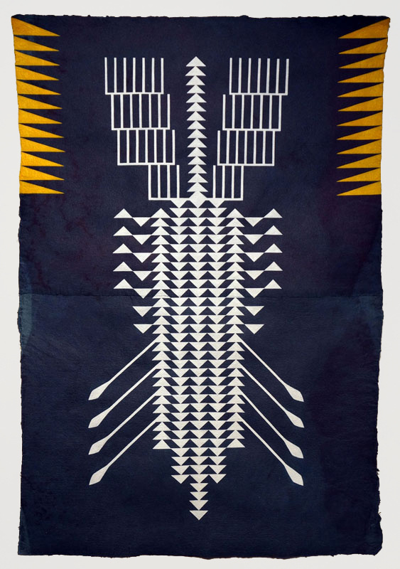 ALYSSA PHEOBUS MUMTAZAcrylic on handmade indigo paper #abstract #pattern #art #painting #drawing