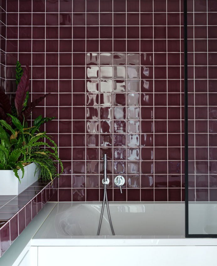 Open Plan Apartment Separated Only with Glass Panels - InteriorZine #bath #interior #decor