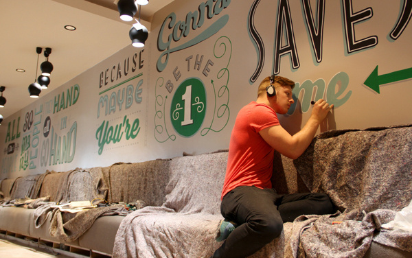 Holiday Inn Mural | Tobias Hall #wall #mural #typography