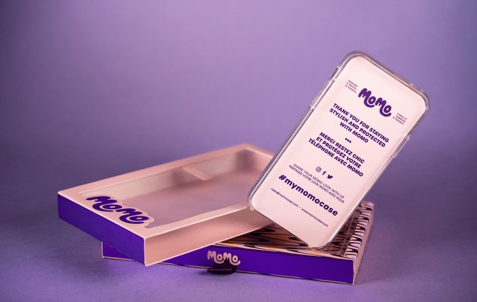 Momo Smartphone Case Packaging Inspired by the 1970s