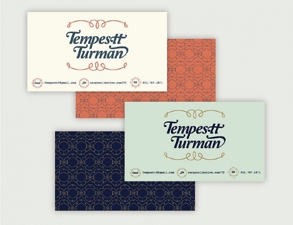 Tempestt - details #business #card #orange #vintage #type #blue