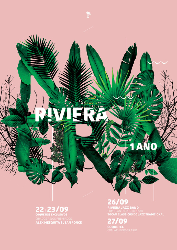 Riviera Poster #riviera #tropical #brazil #leaf #botanic #type #typography