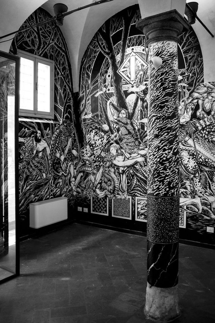 Image result for refettorio modena Luca Zamoc #Modena #restauran #mural #illustration #luca