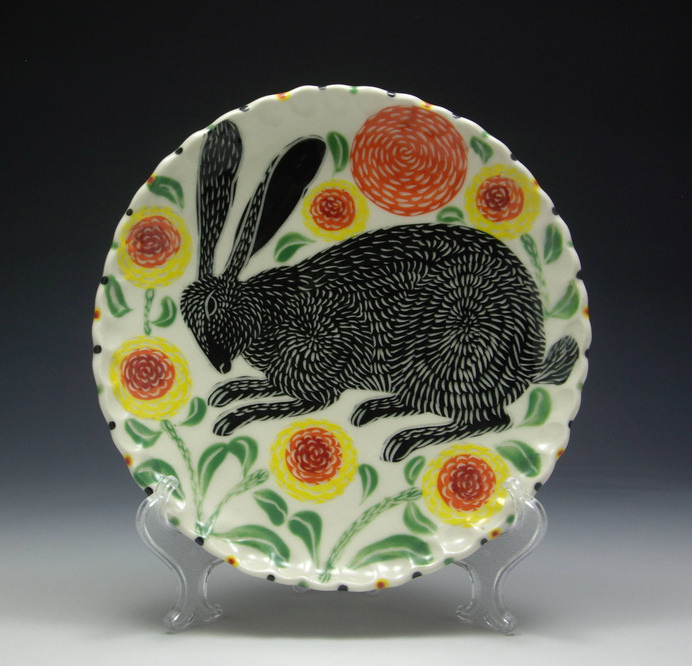 short stack | suetirrellceramics #plate #sculpture #pattern #ceramics #design #hare #art #rabbit #beauty