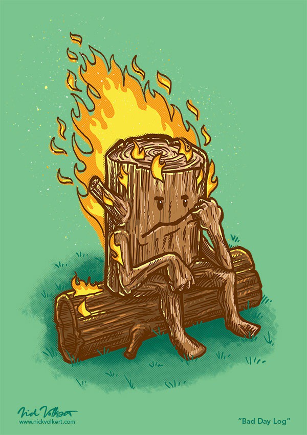 Bad Day Log is having a day. #fire #wood #log #annoyed #illustration #badday