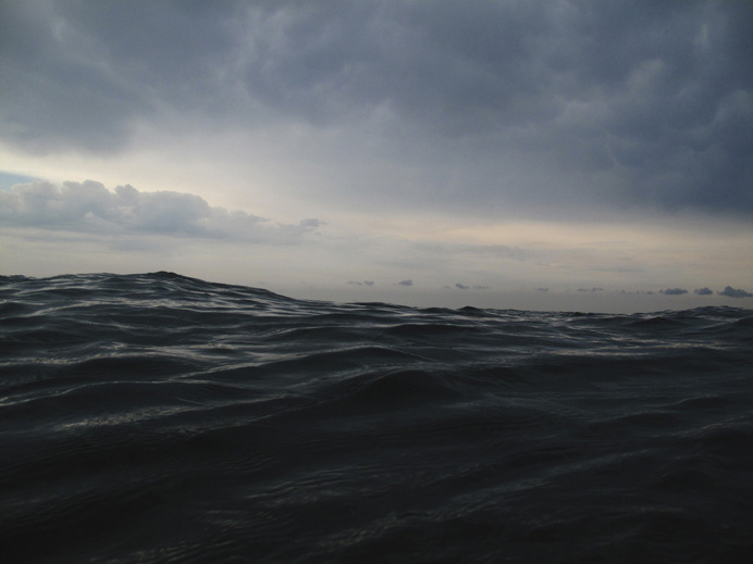 Sea level, dark sky, ocean, lake, river, water