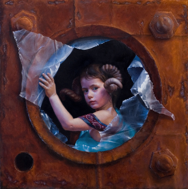 Marina Dieul - Bacchante. Oil on panel. 32"x32" #artwork #children #oil
