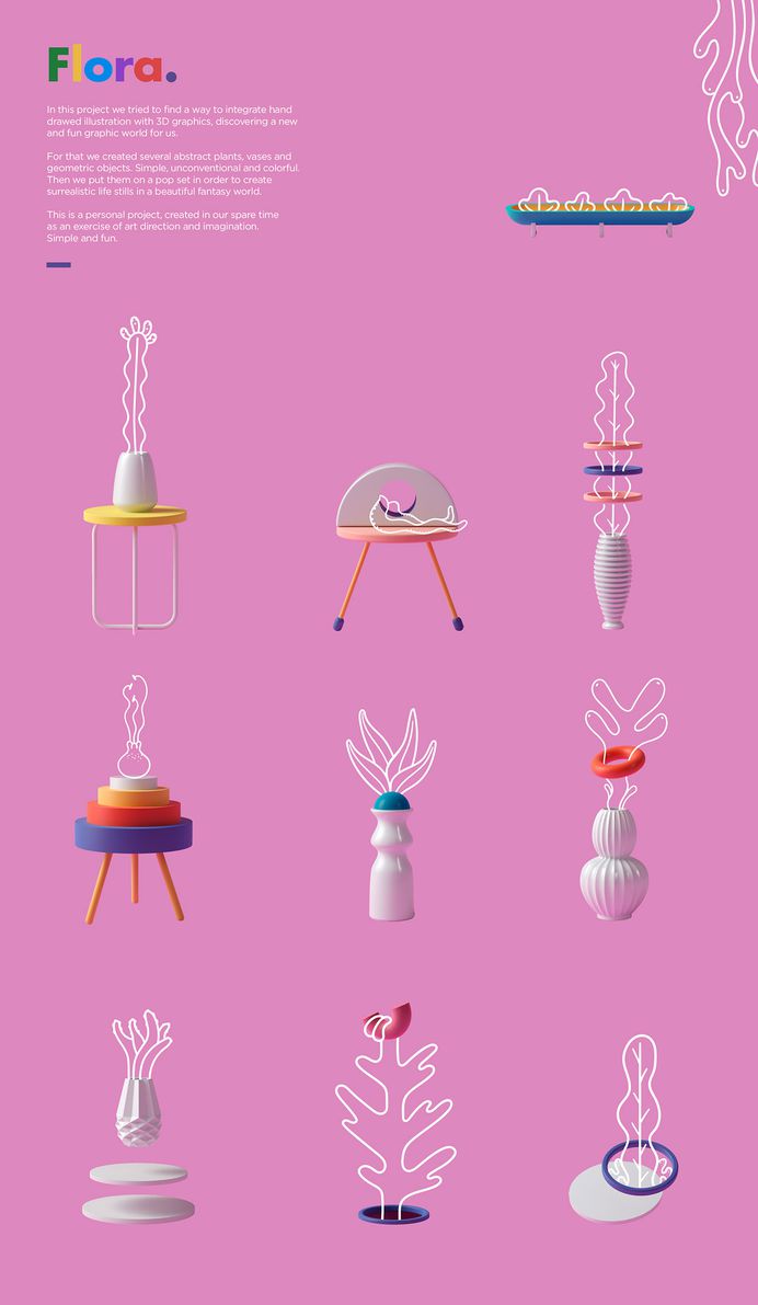 As part of a personal project, Cristian Malagón Garcia and Nuria Madrid aimed to find a way to integrate hand-drawn illustration with 3D graphics. Find more of the most beautiful designs on mindsparklemag.com