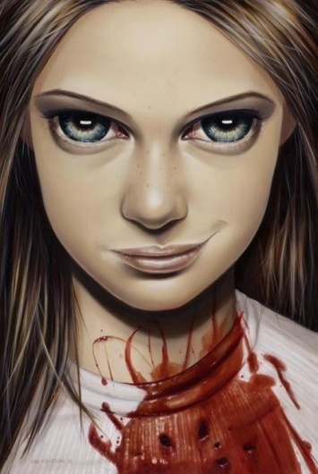 Oil Paintings by Sas Christian | Best Bookmarks #blood #girl #bite #painting #oil