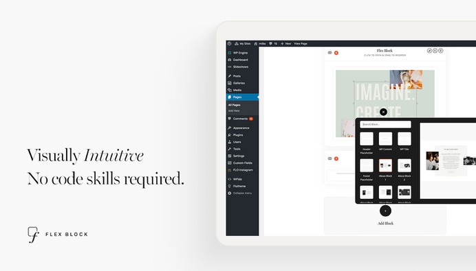 FlexBlock by Flothemes - Mindsparkle Mag Initially designed for photographers, and gradually becoming a powerful website tool for all types of visual, creative businesses from all around the world, Flothemes has caught our eye with their beautiful, elegant website themes for WordPress, as well as their new designer tool called FlexBlock.