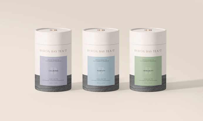 Byron Bay Tea Packaging - Mindsparkle Mag Cristie Stevens designed Byron Bay Tea Company (BBTC) – an Australian based tea brand. Each batch is hand-blended by the owner using her knowledge as a naturopath and herbalist. #logo #packaging #identity #branding #design #color #photography #graphic #design #gallery #blog #project #mindsparkle #mag #beautiful #portfolio #designer