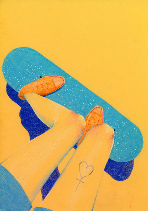 nataliefoss 03 #yellow #color #illustration #blue #pencil