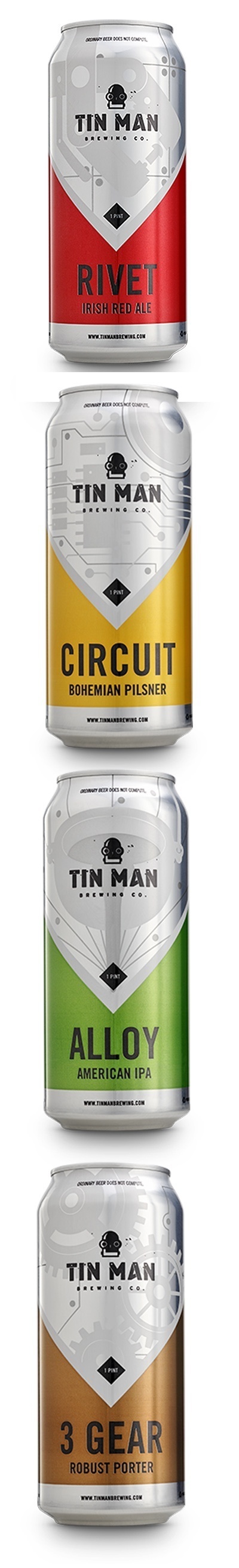 Tin Man Brewing Company's beer cans #packaging #beer #design