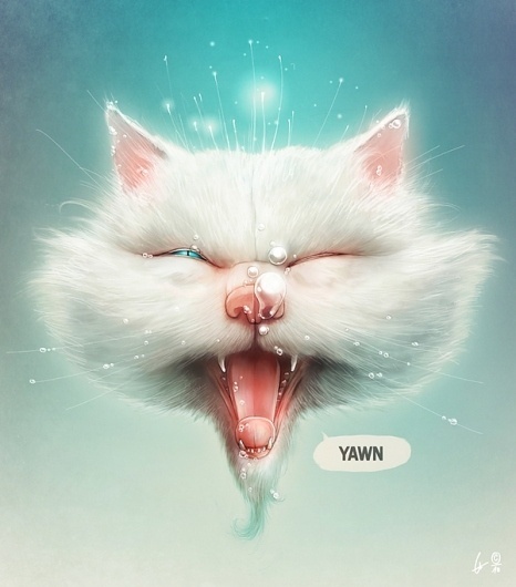 The Odd Collection on the Behance Network #brezak #illustrations #cat #digital #art #lukas #yawning