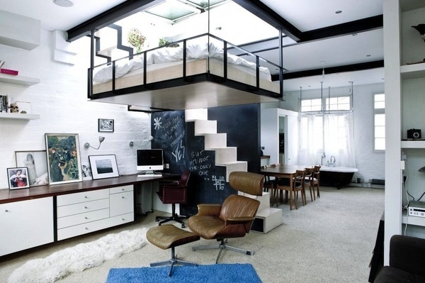 Attic London flat #interior #flat #attic #london #bed