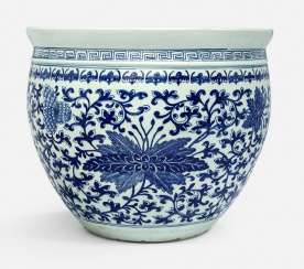 Cachepot with under glaze blue flowers and decor #porcelain