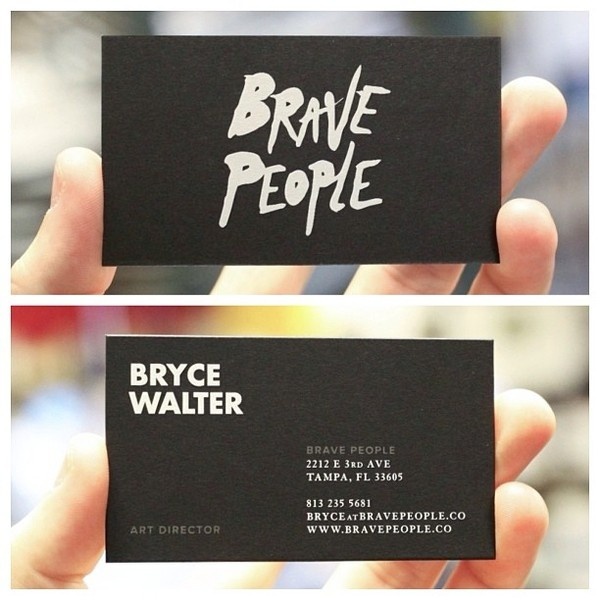 Brave People business cards by Mama's Sauce. http://bravepeople.co #sauce #ybor #business #branding #neenah #print #city #mamas #people #screen #printing #paper #usa #brave #cards