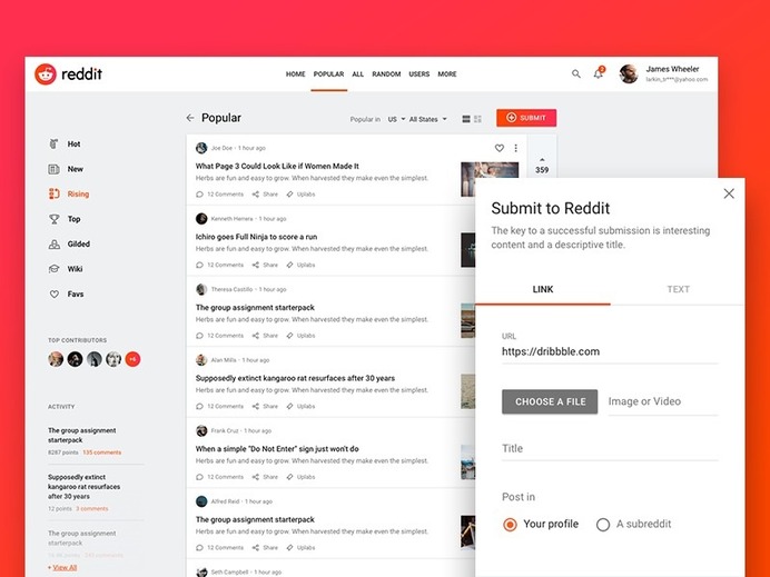 New Reddit design for web
