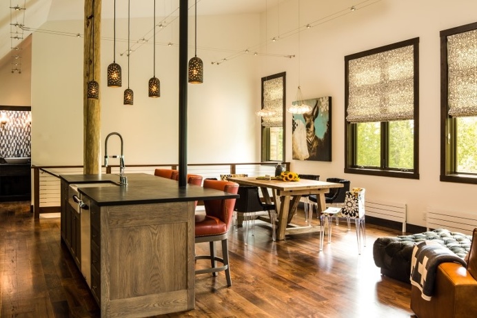 Modern farmhouse in the woods