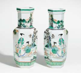 Pair of hexagonal vases with the touhu game #porcelain
