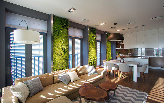 RemarkableÂ Family Apartment Embellished With LuminousÂ Vertical Gardens #garden #apartment #vertical #modern