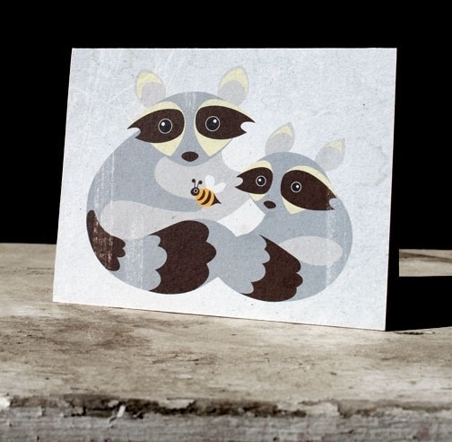 Snail's Pace Father's Day Illustration - Greeting Card #raccoon #graphic #pace #snais #stationery #paper