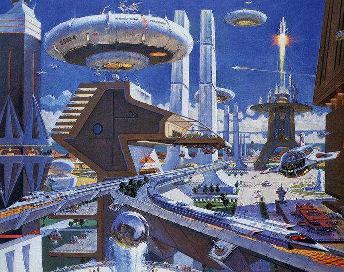 Robert McCall concept art for EPCOT Center Horizons Pavilion, c. 1980.
