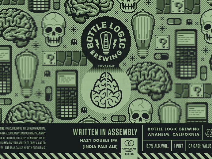 Bottle Logic Written in Assembly IPA Can 90s 8bit packaging design craft beer illustration