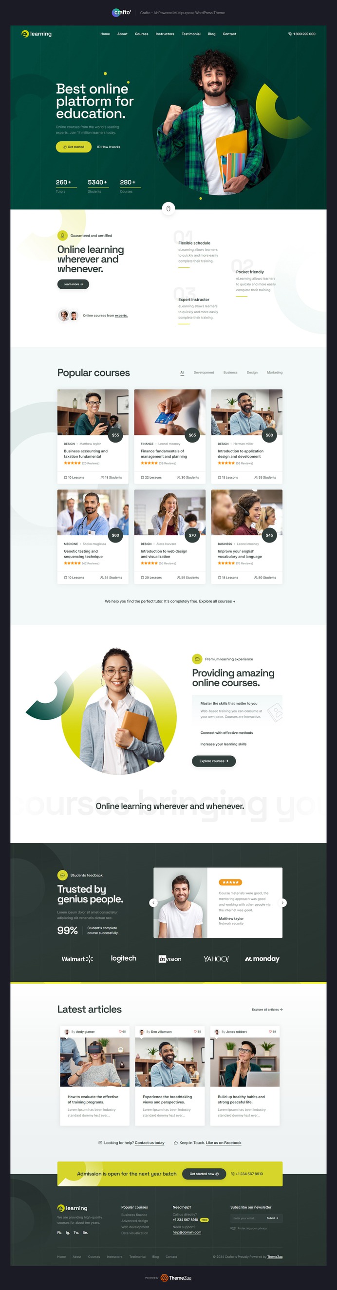 Empower digital learning with #Crafto – the perfect #WordPress #theme for modern #eLearning platforms. Designed for educators, coaches, and course creators, Crafto blends sleek design with powerful LMS features and #Elementor flexibility. Showcase courses, host webinars, and sell memberships with WooCommerce integration — all while delivering an immersive learning experience. Mobile-friendly, SEO-optimized, and lightning-fast, it's your all-in-one toolkit to build standout educational websites that inspire and engage. Teach smarter, grow faster, and captivate learners with Crafto!