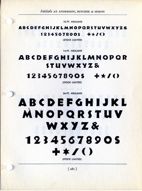 Neuland metal type specimen #type #specimen #typography