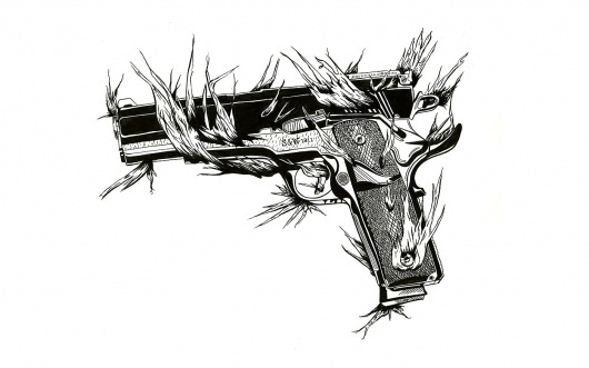 XLVIII — MEDIUM: EXTRA LARGE #creepy #white #gun #black #smithwesson #illustration #nature