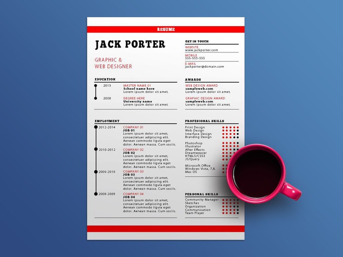 Jack Porter Resume - Free Classic Resume Template for Designer