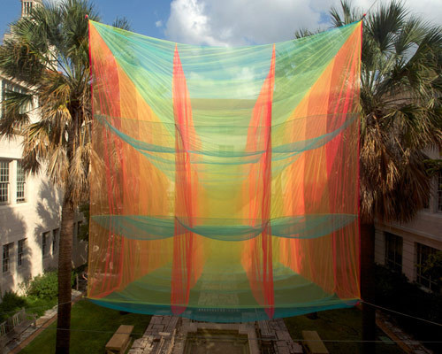akane moriyama suspends transparent cubic prism in texas #cube
