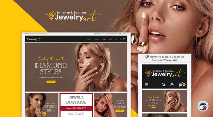 #Jewelry #Art - #Imitation & #Boutique - #Prestashop #Responsive #Theme | #TemplateTrip #eCommerce #Website #Design #Template