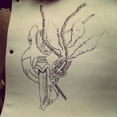 Rosary #ink #white #black #pen #flash