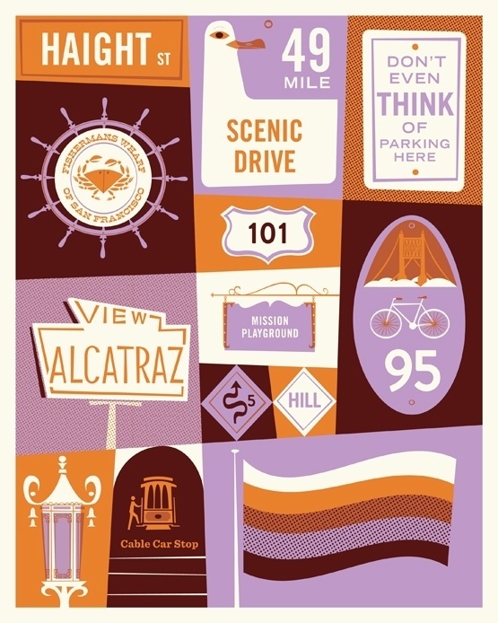 Lab Partners » Show at Super7 this Friday #flag #orange #texture #bird #grid #illustration #violet #bike #bridge