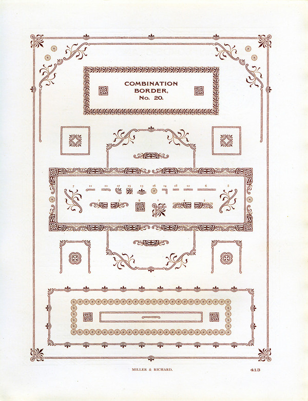 These ornamental borders were sold by Miller and Richard. #type #ornamental #typography