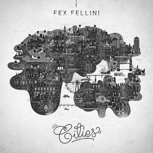 Cities.jpg (JPEG Image, 500x500 pixels) #vesa #grayscale #fex #cities #fellini #illustration #type #sammalisto #typography