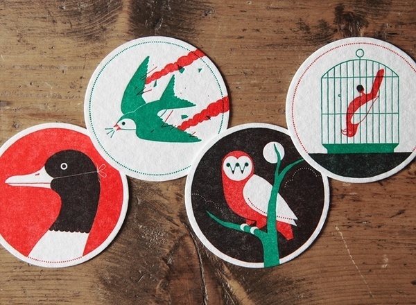 Ornithology - #ryan #owl #todd #vectors #print #letterpress #duck #birds #cage