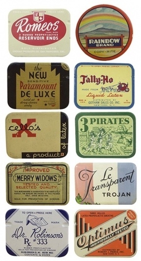 Typography / vintage condom packaging. yeah you read that right. #packaging