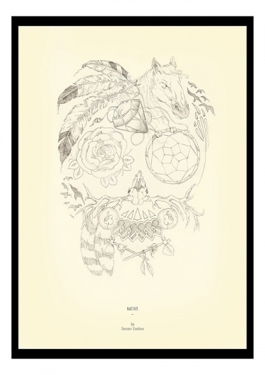 Illustration by Tuscani Cardoso #horse #feather #candy #illustration #tattoos #native #tuscani #skull #sketch