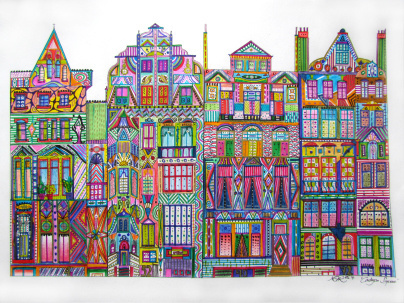 Cadogan Square by Nadja Christin #drawing #illustration #London #CadoganSquare #colour #colorful #colour #colourful #architecture #facade