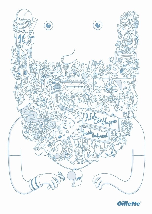 A Lot Can Happen Inside the Beard, by Brosmind #inspiration #creative #beard #design #graphic #gillette #illustration