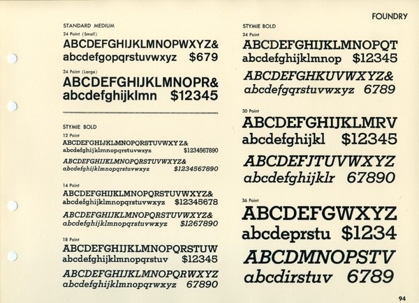 Standard and Stymie type specimen #type #specimen #typography