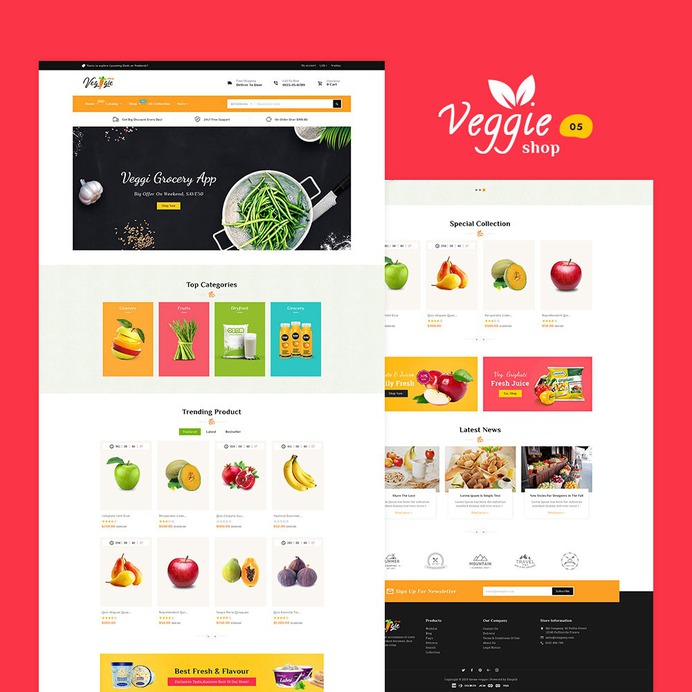 #Veggie #Organic #Grocery - #Shopify Multi-Purpose Responsive #Theme | #TemplateTrip #eCommerce #Website #Design